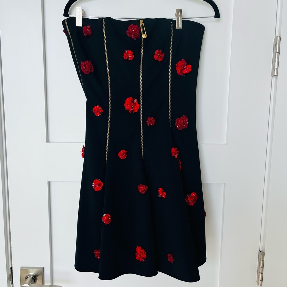 Versace Black Dress with Hand Beaded Rose Embellishments